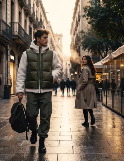 2 layers connected with zippers. Down padded vest and a soft comfortable wool jacket. Sport fashion with a purpose made by Throne.