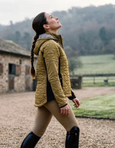 Quilted, padded equestrian jacket