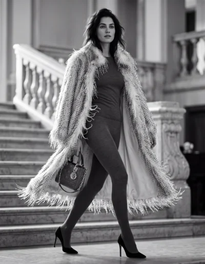 Faux Peacock Feather Long Coat by Throne